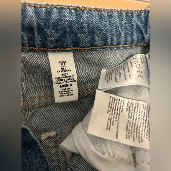 &Denim Ultra High Waist Wide Leg Coupe Jeans, Size 2 - Picture 5 of 12